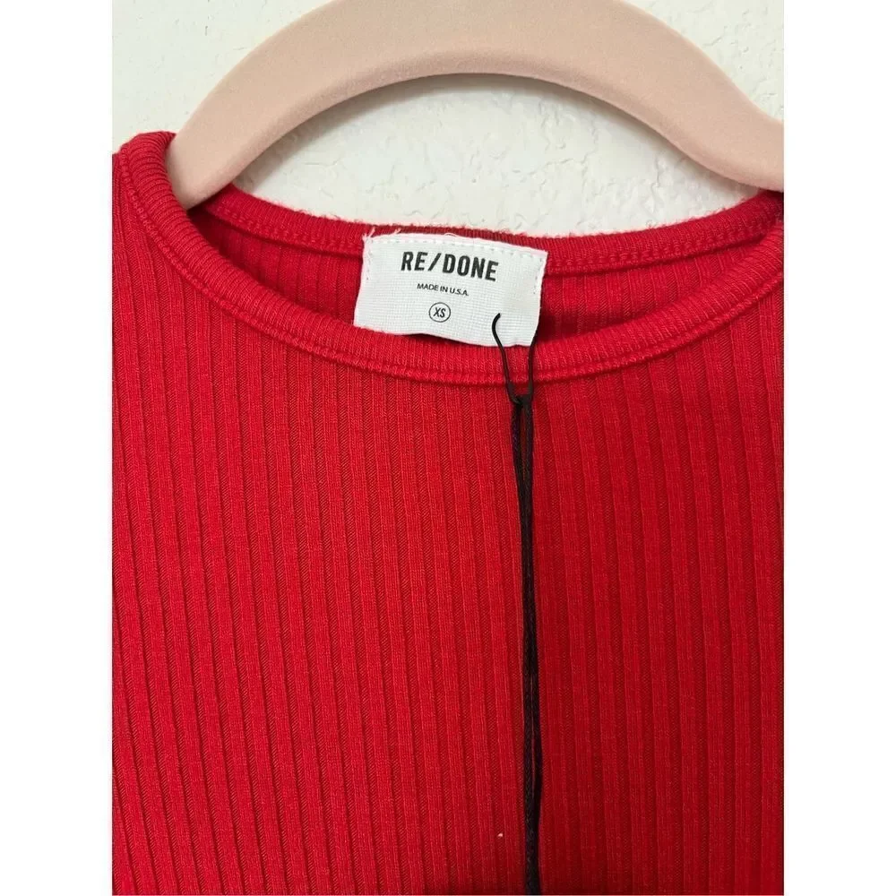 Re/Done 60's Rib Knit Bodysuit Red NEW - Picture 6 of 8